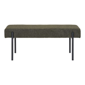 House Nordic - Swindon Bench - Bank, Bouclé, dunkelgrün, schwarze Beine 100x36x42,5 cm, HN1241