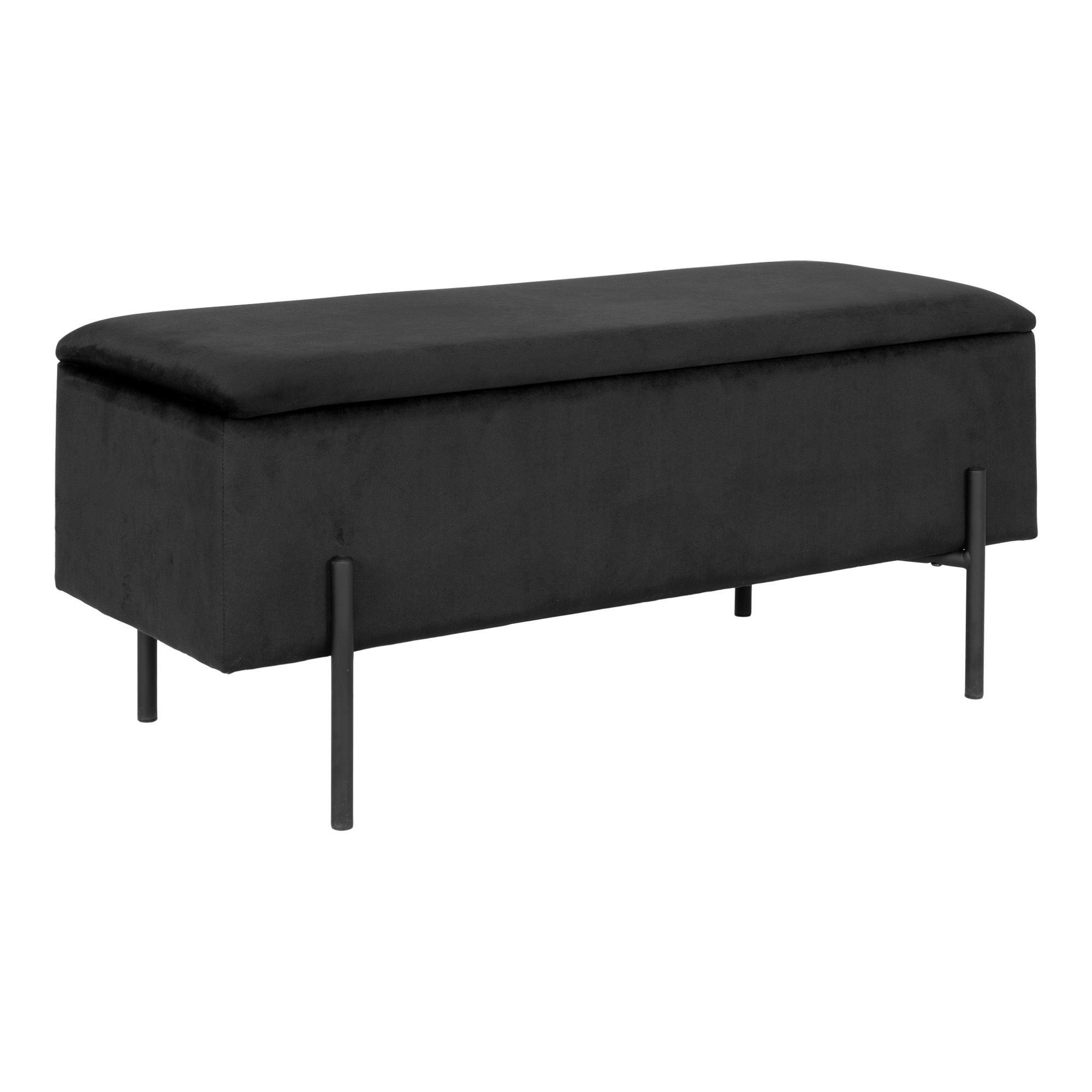 House Nordic - Watford Bench – Bank mit Stauraum, Samt, schwarz 95x36,5x43 cm, HN1207 – Bild 3