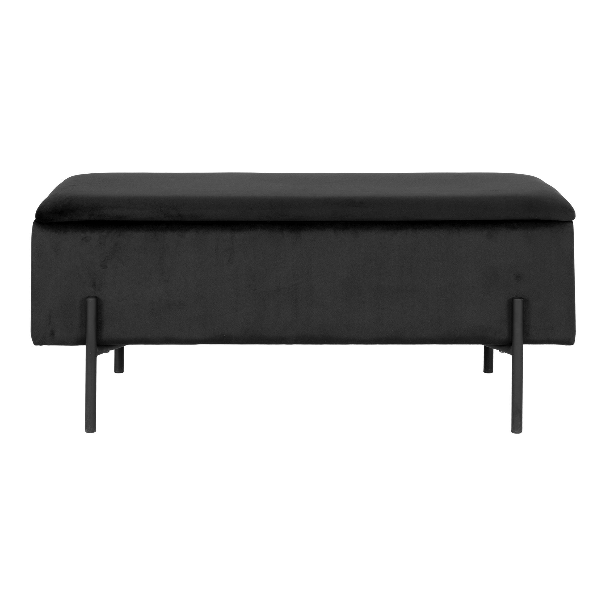 House Nordic - Watford Bench – Bank mit Stauraum, Samt, schwarz 95x36,5x43 cm, HN1207