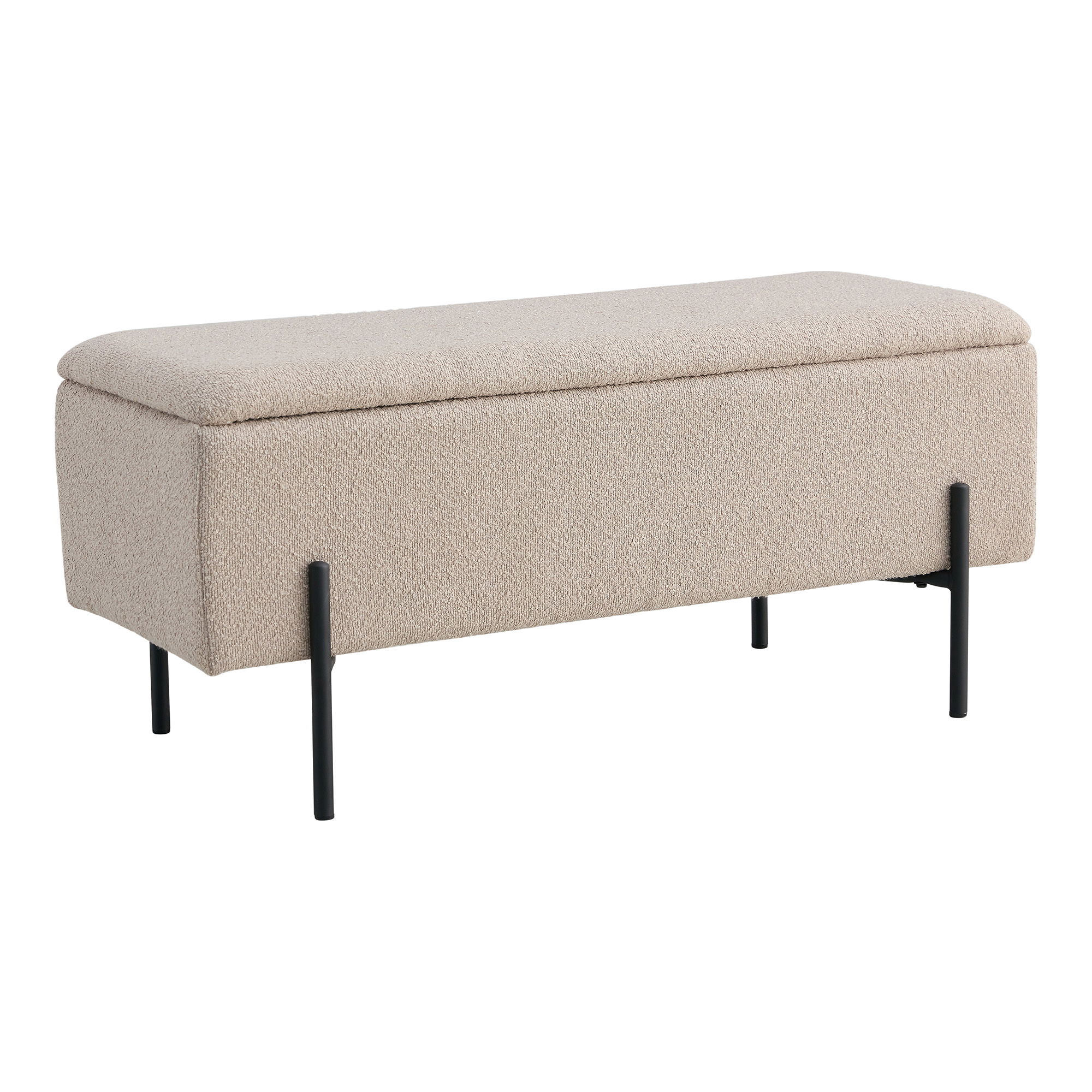 House Nordic - Watford Bench – Bank mit Stauraum, Bouclé, beige 95x36,5x43 cm, HN1233 – Bild 3