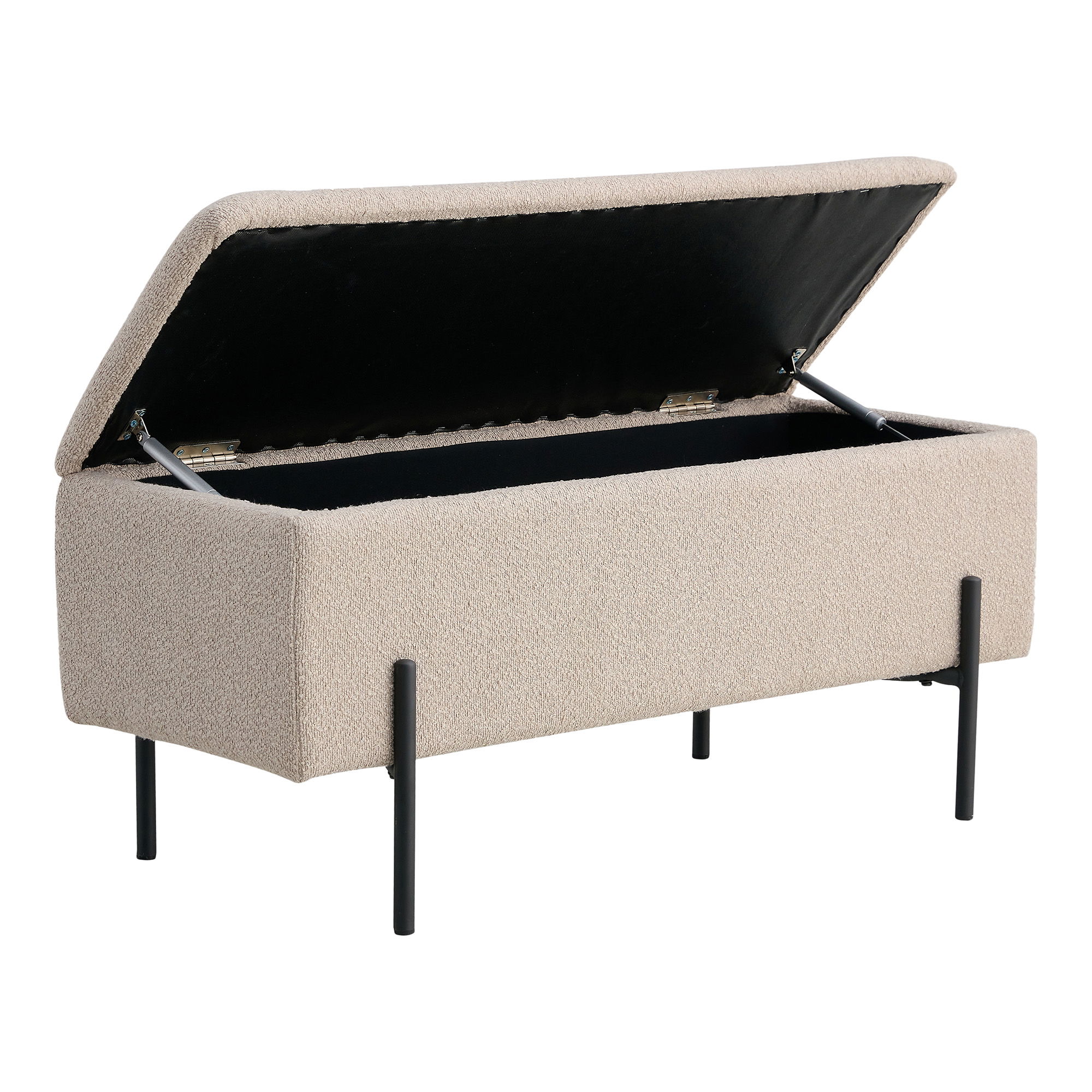 House Nordic - Watford Bench – Bank mit Stauraum, Bouclé, beige 95x36,5x43 cm, HN1233 – Bild 4