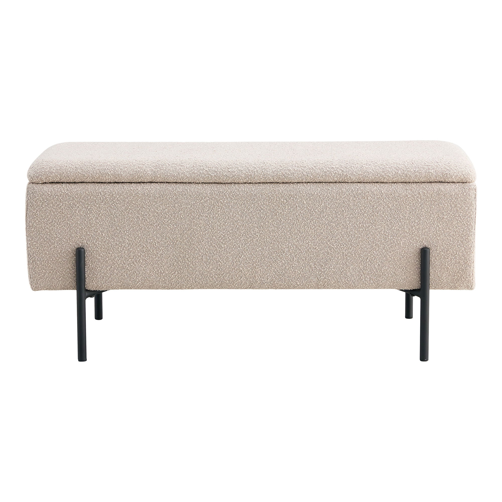 House Nordic - Watford Bench – Bank mit Stauraum, Bouclé, beige 95x36,5x43 cm, HN1233
