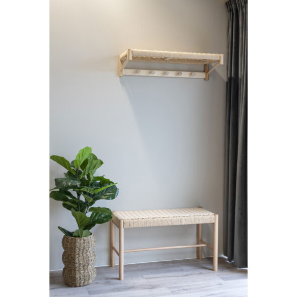 House Nordic - Abano Bank - Bank mit natürlichem Korbsitz, Pappelholz, natur 35x80x45 cm – Bild 7