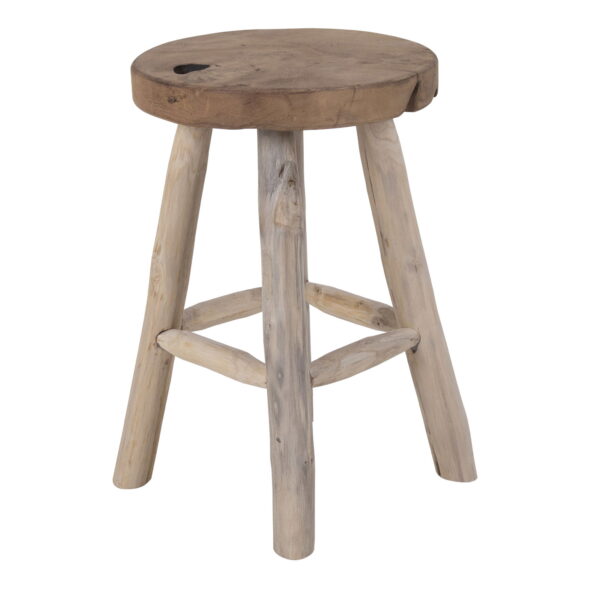 House Nordic - Badia Hocker - Hocker, Teak, Natur, 4 Beine, ø30x45 cm – Bild 3