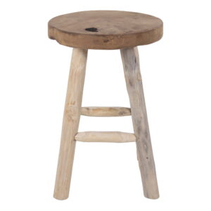House Nordic - Badia Hocker - Hocker, Teak, Natur, 4 Beine, ø30x45 cm