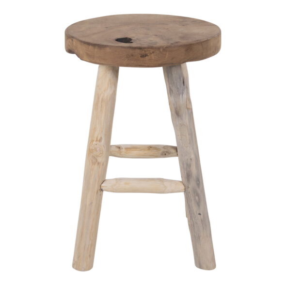 House Nordic - Badia Hocker - Hocker, Teak, Natur, 4 Beine, ø30x45 cm