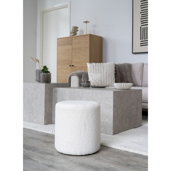 House Nordic - Ejby Pouf - Pouf, Bouclé, weiß ø34x36 cm, HN1232 – Bild 2