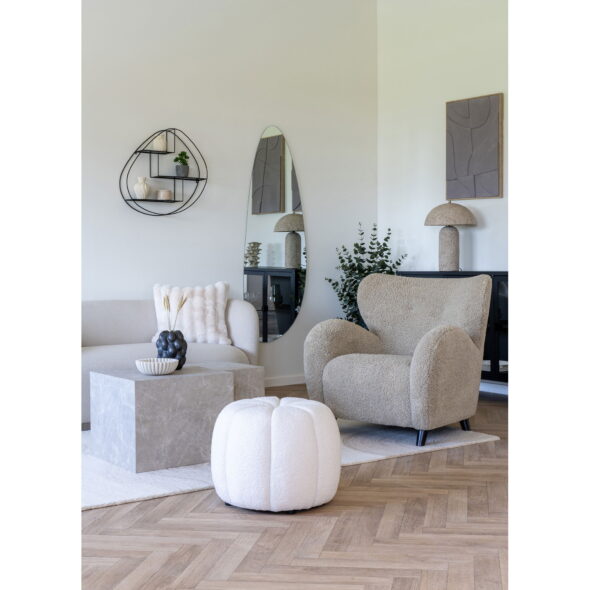 House Nordic - Paisley Pouf - Pouf, gebrochenes Weiß ø48x38 cm, HN1259 – Bild 2