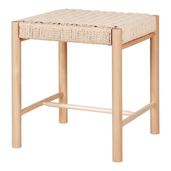 House Nordic - Abano Hocker – Hocker mit natürlichem Korbsitz, Pappelholz, natur 42x42x46,5 cm – Bild 3