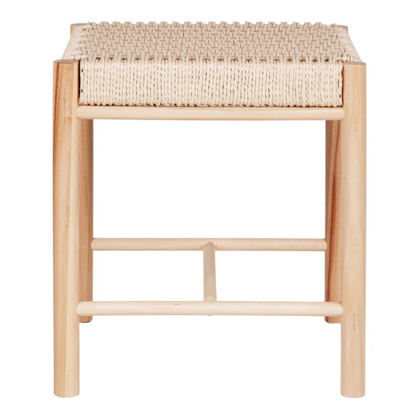House Nordic - Abano Hocker – Hocker mit natürlichem Korbsitz, Pappelholz, natur 42x42x46,5 cm – Bild 4