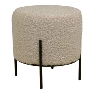 House Nordic - Alford Pouf - Pouf, Teddy, graubraun, schwarze Beine, 35,5x37 cm, HN1091