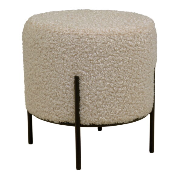 House Nordic - Alford Pouf - Pouf, Teddy, graubraun, schwarze Beine, 35,5x37 cm, HN1091