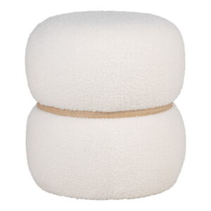 House Nordic - Milford Pouf – Pouf aus Teddy, weiß, Ø38x41 cm