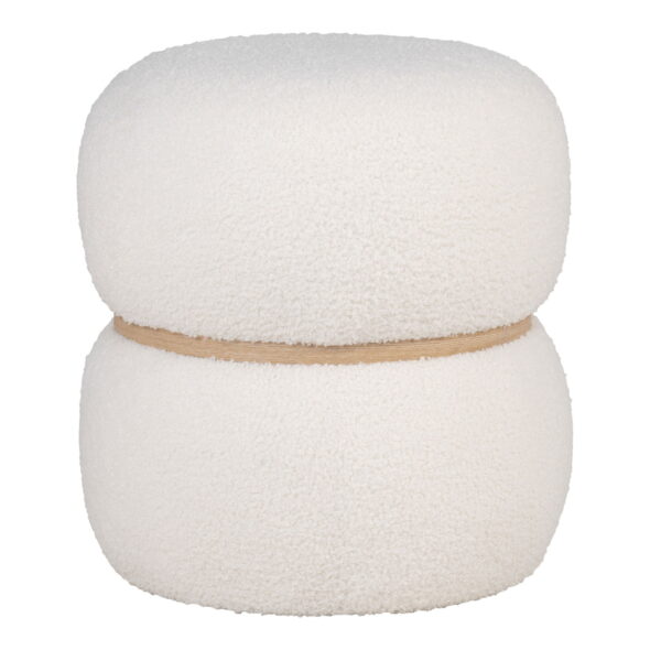 House Nordic - Milford Pouf – Pouf aus Teddy, weiß, Ø38x41 cm
