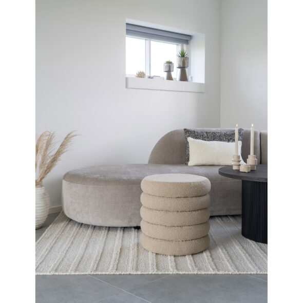 House Nordic - Brooklyn Pouf – Pouf mit Stauraum, Bouclé, Beige, Ø44x44 cm, HN1242 – Bild 2