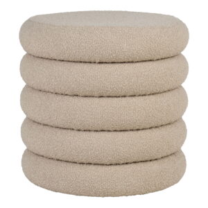 House Nordic - Brooklyn Pouf – Pouf mit Stauraum, Bouclé, Beige, Ø44x44 cm, HN1242