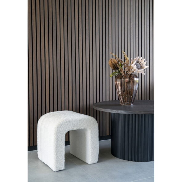 House Nordic - Colma Pouf - Pouf, Teddy, weiß, 41x36,5 cm, HN1234 – Bild 2