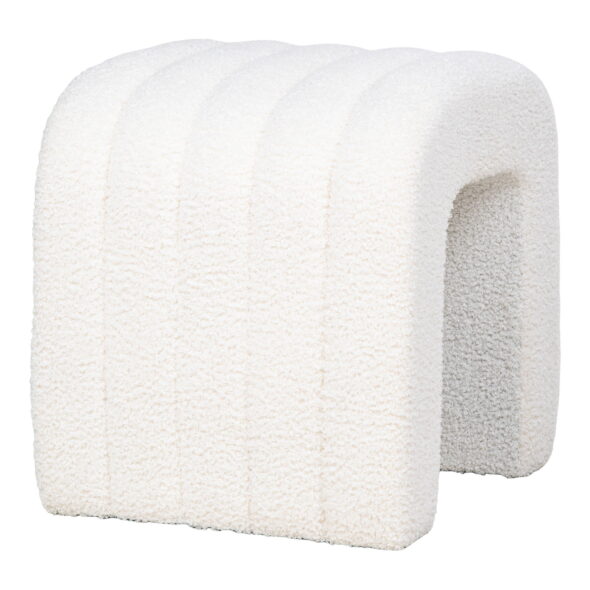 House Nordic - Colma Pouf - Pouf, Teddy, weiß, 41x36,5 cm, HN1234 – Bild 4