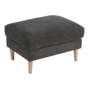 House Nordic - Bologna Pouf – Pouf, dunkelgrau mit natürlichen Holzbeinen, HN1045
