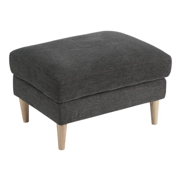 House Nordic - Bologna Pouf – Pouf, dunkelgrau mit natürlichen Holzbeinen, HN1045
