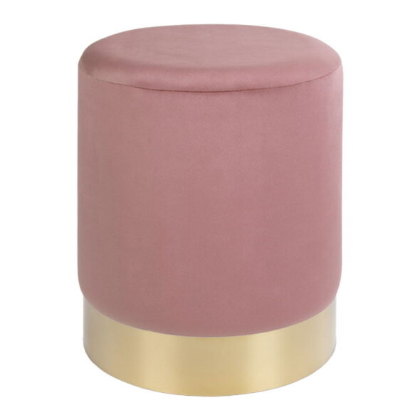 House Nordic - Gamby Pouf – Pouf, Samt, rosa, messingfarbener Sockel ø34x43 cm, HN1214