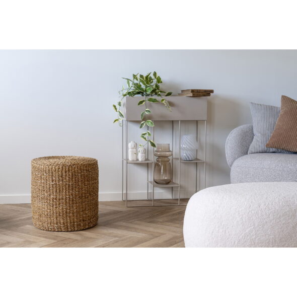 House Nordic - Rivera Pouf - Pouf, Seegras/Baumwolle, natur ø40x40 cm – Bild 2