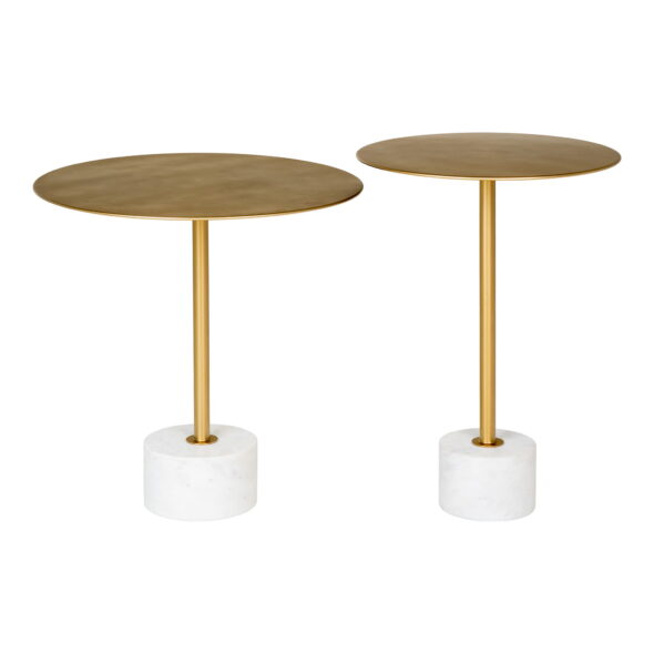 House Nordic - Lecco Beistelltisch – Beistelltisch aus Messing und Marmor Ø41x58 cm – Bild 5