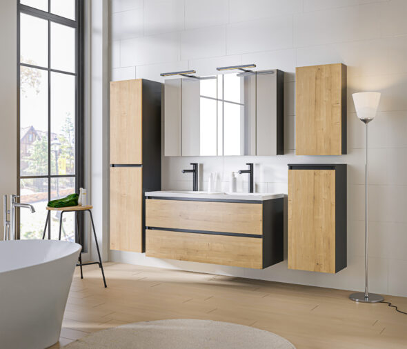 Waschbeckenunterschrank 120 cm, 2 Schubladen – Bild 5