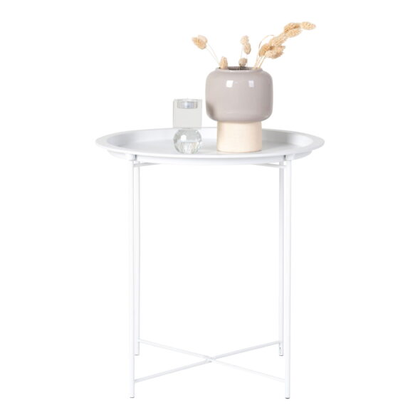 House Nordic - Bastia Beistelltisch – Beistelltisch aus Stahl, weiß Ø47x50 cm