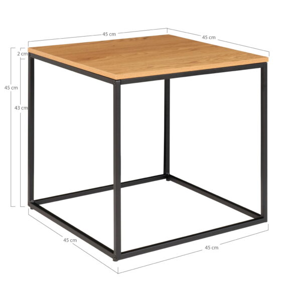 House Nordic - Vita Beistelltisch - Beistelltisch, Eichenoptik, schwarzes Gestell 45x45x45 cm – Bild 6