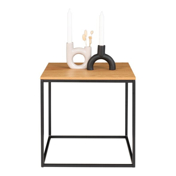 House Nordic - Vita Beistelltisch - Beistelltisch, Eichenoptik, schwarzes Gestell 45x45x45 cm – Bild 4