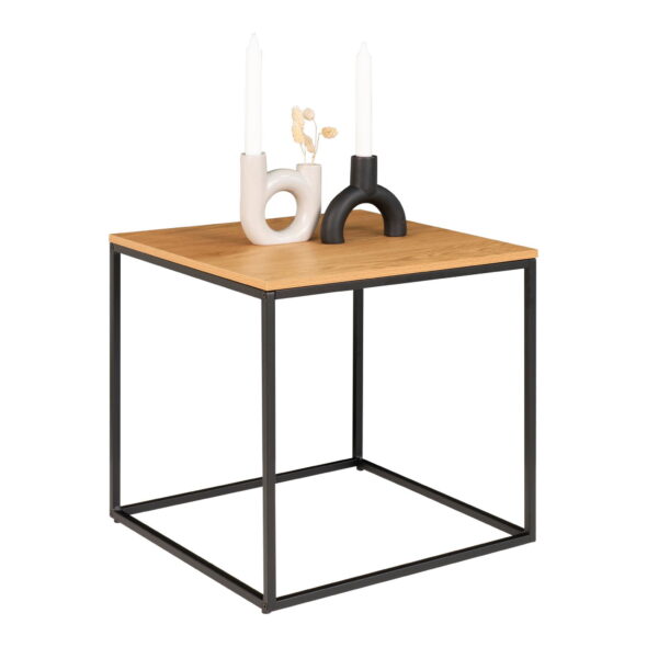 House Nordic - Vita Beistelltisch - Beistelltisch, Eichenoptik, schwarzes Gestell 45x45x45 cm