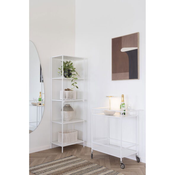 House Nordic - Vita Bar Trolley – Barwagen, 2 weiße Regale, weißes Gestell 68 x 40 x 79 cm – Bild 2