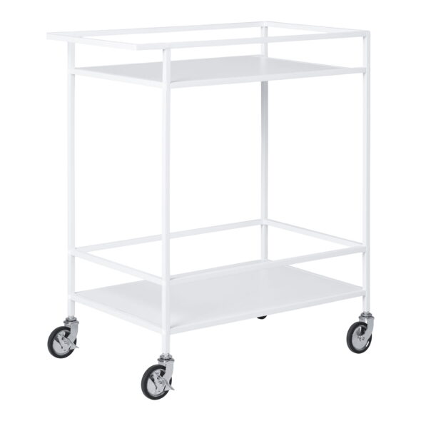 House Nordic - Vita Bar Trolley – Barwagen, 2 weiße Regale, weißes Gestell 68 x 40 x 79 cm