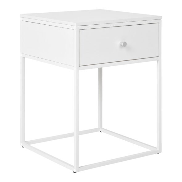House Nordic - Vita Beistelltisch - Beistelltisch, 1 Schublade, weiß, weißer Rahmen 40x40x55 cm – Bild 3