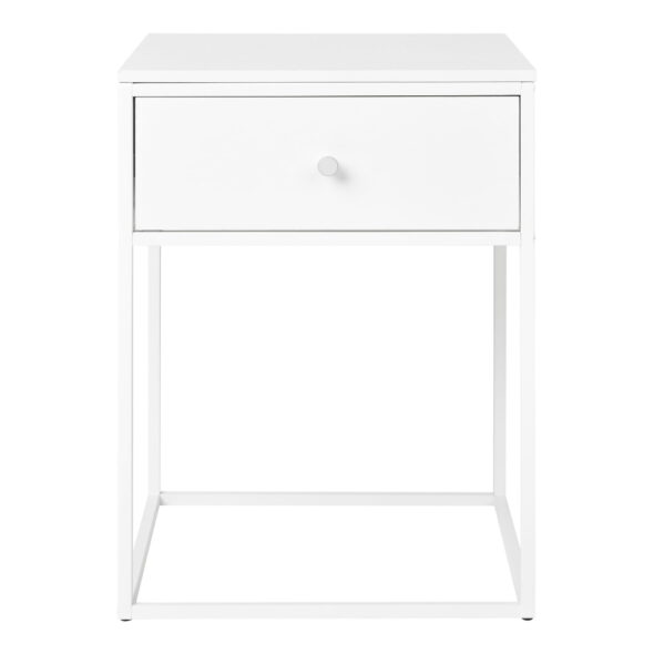 House Nordic - Vita Beistelltisch - Beistelltisch, 1 Schublade, weiß, weißer Rahmen 40x40x55 cm