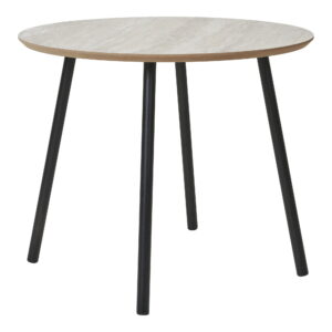 House Nordic - Aalst Couchtisch – Couchtisch, Travertin-Optik, schwarze Beine ø55x45 cm