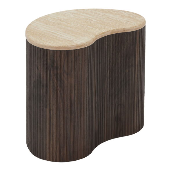 House Nordic - Cadiz Beistelltisch - Beistelltisch, Travertin-Optik, dunkelbraun 33x50x44 cm