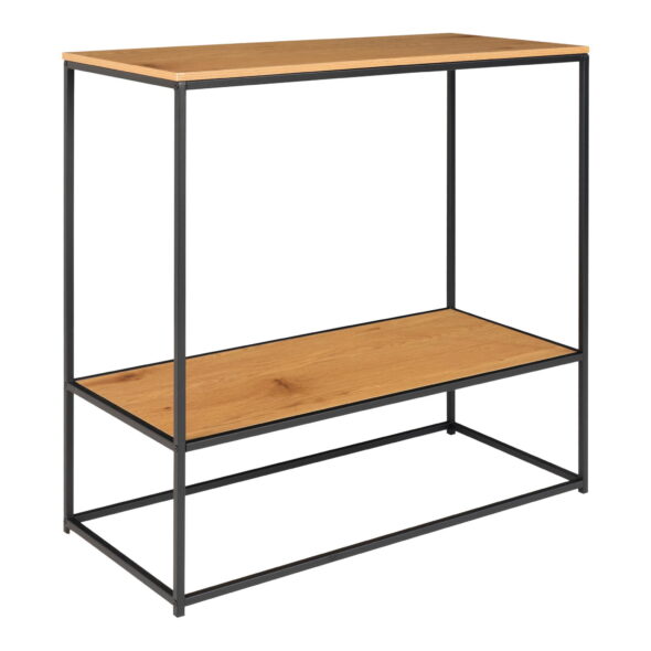 House Nordic - Vita Konsolentisch – Konsolentisch, 2 Ablagen, Eichenoptik, schwarzes Gestell 80x36x80 cm – Bild 3