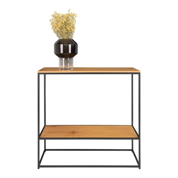 House Nordic - Vita Konsolentisch – Konsolentisch, 2 Ablagen, Eichenoptik, schwarzes Gestell 80x36x80 cm – Bild 4