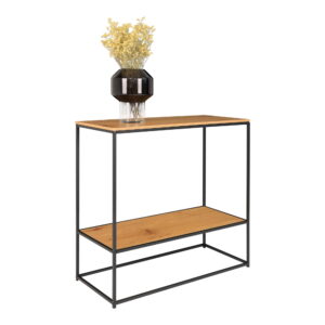 House Nordic - Vita Konsolentisch – Konsolentisch, 2 Ablagen, Eichenoptik, schwarzes Gestell 80x36x80 cm