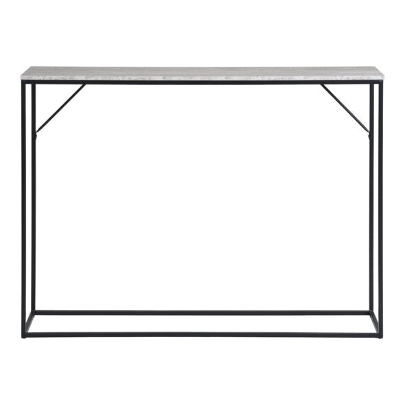 House Nordic - Vita Konsolentisch – Konsolentisch, 1 Ablage, Travertin-Optik, schwarzes Gestell 110 x 26 x 80 cm