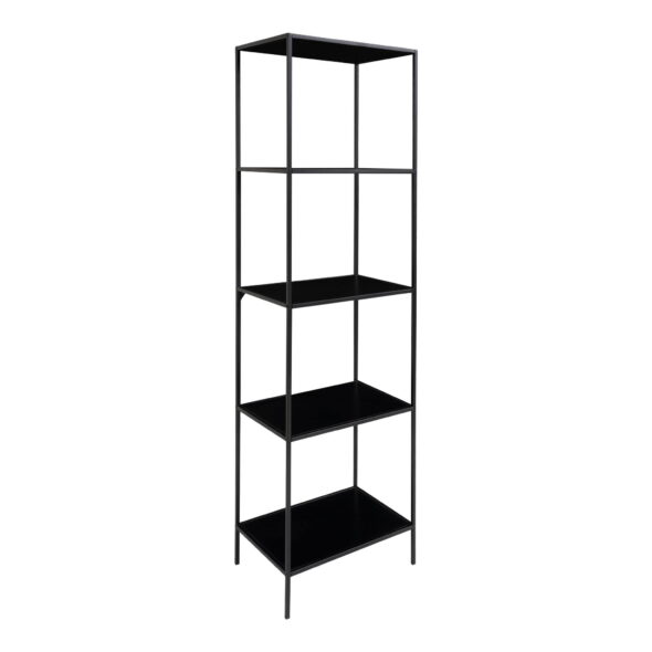 House Nordic - Vita Regal - Regal, 5 Regale, schwarz, schwarzer Rahmen 51x36x170 cm – Bild 3