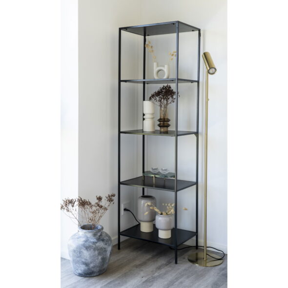 House Nordic - Vita Regal - Regal, 5 Regale, schwarz, schwarzer Rahmen 51x36x170 cm – Bild 7