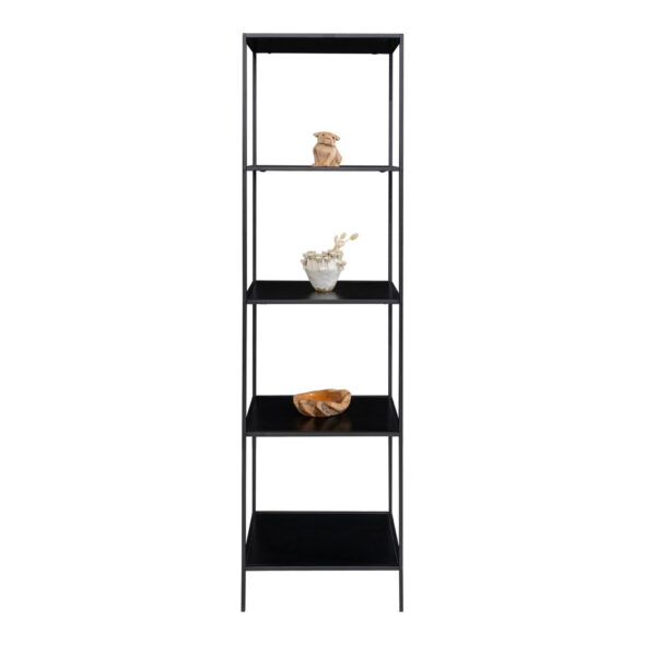 House Nordic - Vita Regal - Regal, 5 Regale, schwarz, schwarzer Rahmen 51x36x170 cm – Bild 4