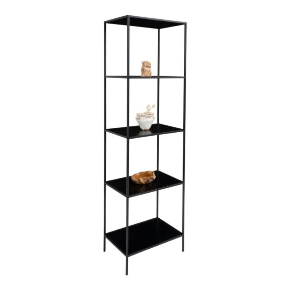 House Nordic - Vita Regal - Regal, 5 Regale, schwarz, schwarzer Rahmen 51x36x170 cm