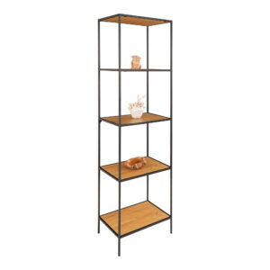 House Nordic - Vita Regal - Regal, 5 Regale, Eichenoptik, schwarzer Rahmen 51x36x170 cm