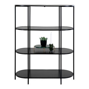 House Nordic - Vita Regal - Ovales Regal, 4 Regale, schwarz, schwarzer Rahmen 85x36x111 cm