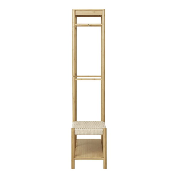 House Nordic - Ember Kleiderständer – Kleiderständer mit Bank aus Naturgeflecht, Bambus, Natur, 36 x 95 x 165 cm – Bild 4