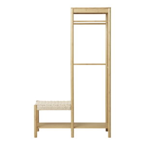 House Nordic - Ember Kleiderständer – Kleiderständer mit Bank aus Naturgeflecht, Bambus, Natur, 36 x 95 x 165 cm